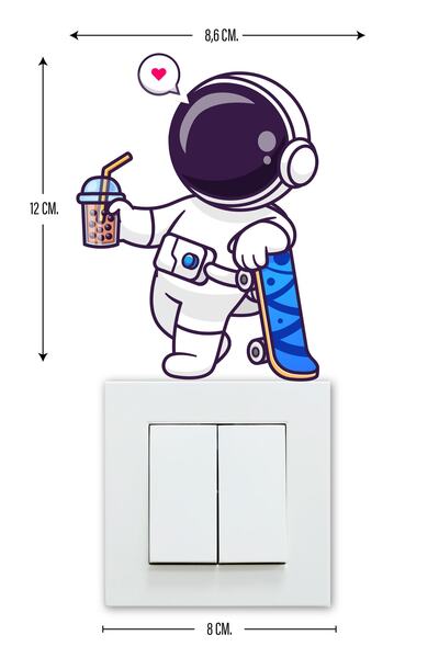 NeoPrint Autocolant pentru priză cu tematică astronaut, ornament pentru cadru întrerupător de perete