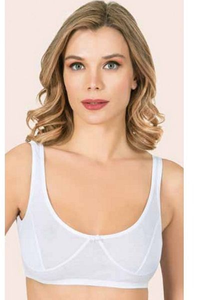 Anıt 5 Pieces Women's Ribbed Thick Strap No Underwire Badi Bra 100% Cotton