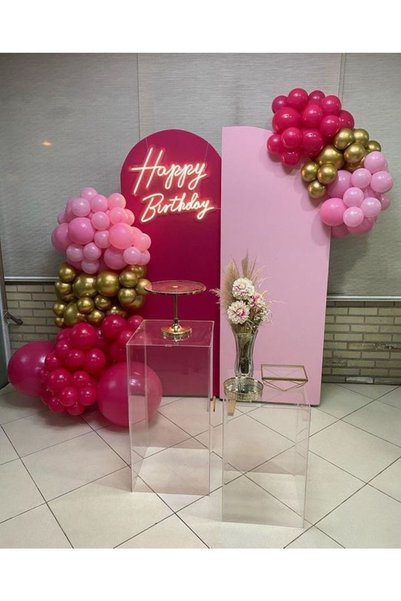 MERİ PARTİ 100 Adet Pembe Fuşya Gold Krom Balon Kız Çocuk Genç Doğum Günü Par...