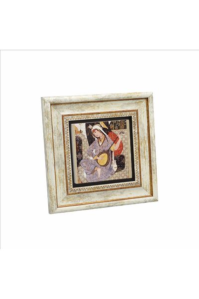 Sadrazam Pictură cu piatră naturală imprimată în miniatură pentru femeie muziciană (20cmx20cm) (krt-124)