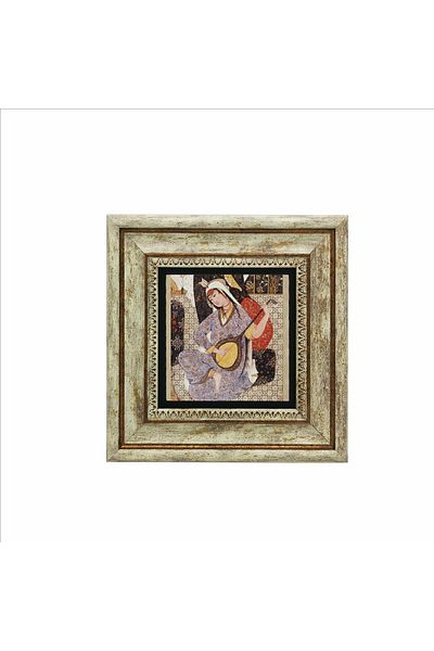 Sadrazam Pictură cu piatră naturală imprimată în miniatură pentru femeie muziciană (20cmx20cm) (krt-124)