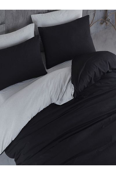 NANOSOFT Duvet Cover Set Single Black-grey