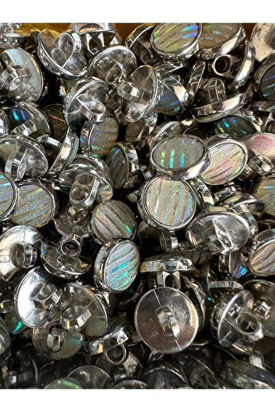 e tuhafiye 25 Adet Simli Hologramlı Alttan Dikmeli Gömlek Düğmesi