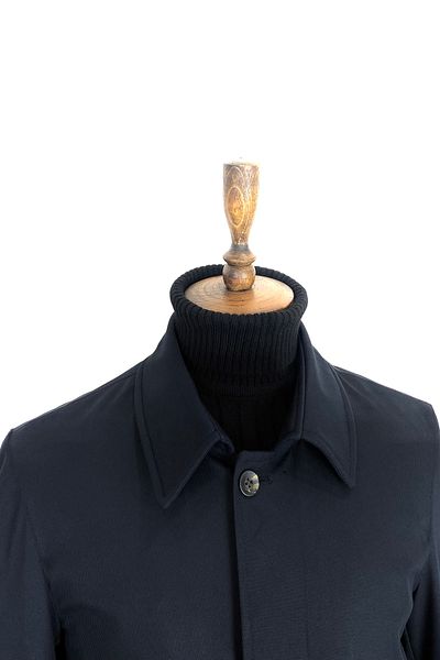 ŞAN GİYİM 3140 Men's Navy Blue Vest and Belted Waterproof Polyester Overcoat