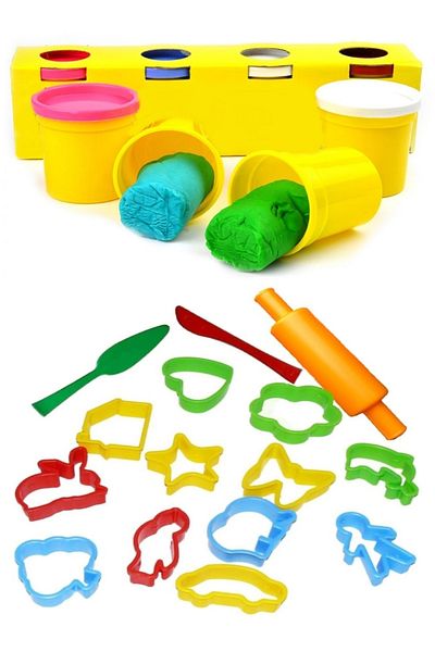 Hyd 4-Piece Play Dough and Play Dough Mold Set