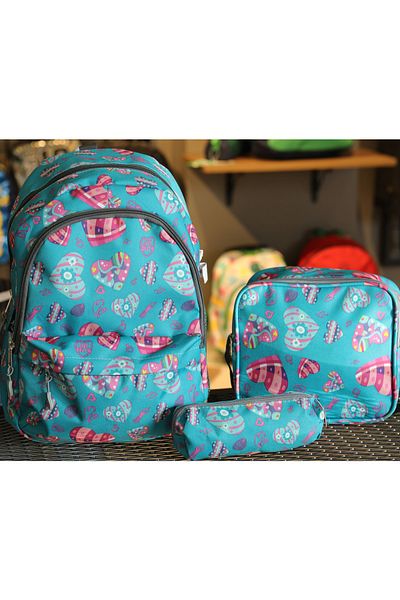 Cambridge Polo Club Bag Storage Blue Heart 3-Piece Set (primary school bag+nutrition+pen holder)