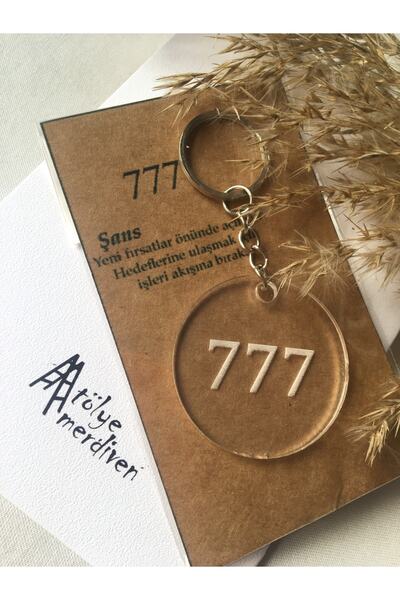 Atölye Merdiven 777 Lucky Angel Number Keychain Transparent Luxury Bag Accessory Lucky Talisman Keychain
