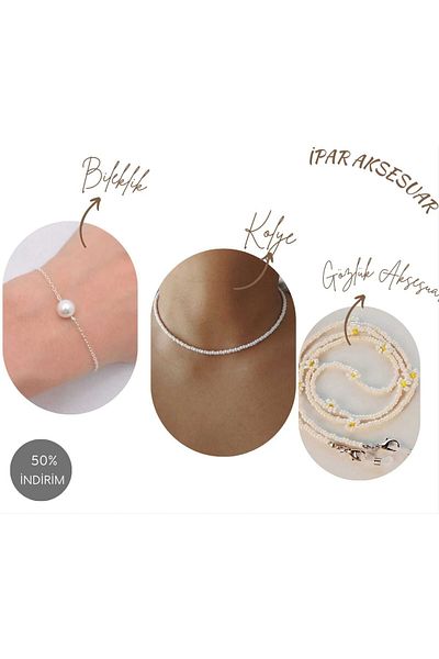 İPAR AKSESUAR 3-Piece Accessory Set Glasses Accessory+bracelet+necklace