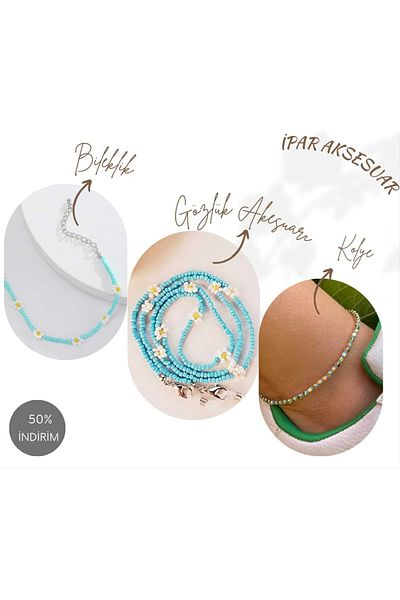 İPAR AKSESUAR 3-Piece Accessory Set Glasses Accessory+bracelet+necklace