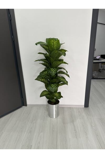 İremÇiçekçilik Gri Metal Saksıda 170 Cm Difembahya Yapay Ağaç Yapay Çiçek