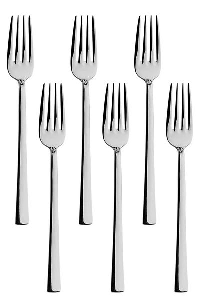 AKCAKESE Shiny Silver Sweet Fork Set 18/10 304 Stainless Steel, 6 Pieces Silver Sweet Fork 6 Pieces