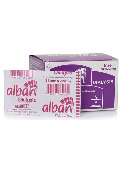 Alban شريط غسيل الكلى 38 × 72 مم - 50 قطعة، 4 صناديق 200 قطعة
