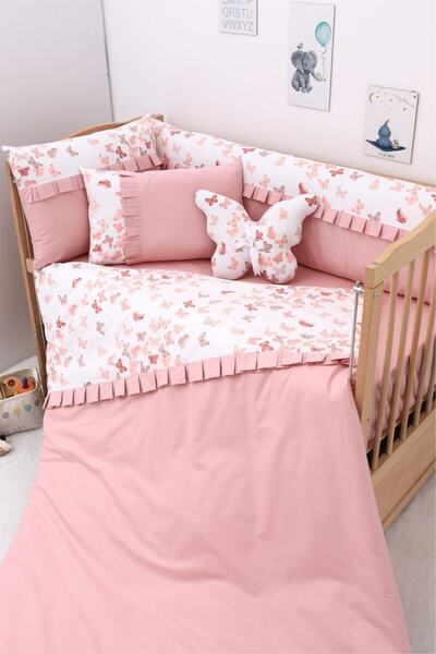 Umaybebek 70x110, Bebek Nevresim Takımı, Dolgu Korumalık, Düz Çarşaf - %100 P...