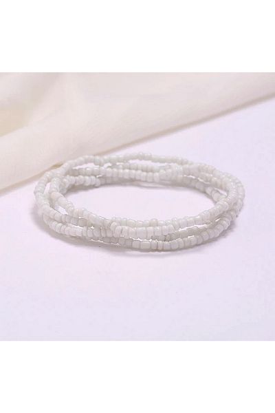 Roe takı aksesuar Anklet Set White Sand Bead 4-Piece Anklet Set