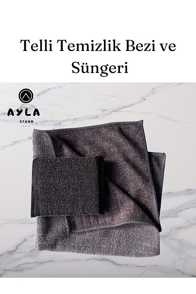 AYLA STAND Set of 2 Long-Lasting Antibacterial Wire Kitchen Sponge and Wire Kitchen Cloth
