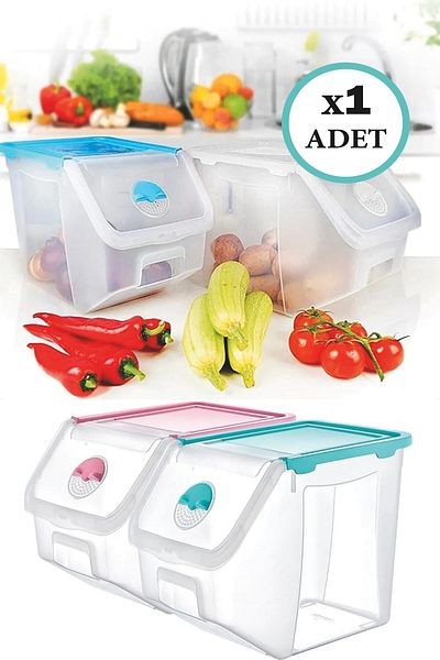 LİRAZON 1 Piece Potato Onion Pantry Storage Container Organizer Set 12 Lt (32,5x23,5x23,5 Cm) 12 Liter Pantry Holder