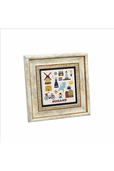 BAKSEPETE Simboluri Olandeze Imprimat Pictură cu piatră naturală 20cmx20cm Krg-023