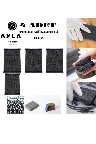 AYLA STAND 4 Long-Lasting Antibacterial Wire Cleaning Sponges