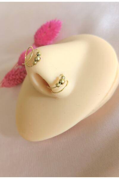 Bylin %100 925 Ayar Gümüş Çift Görünümlü Boncuklu Hızma/halka Çapı 8 Mm-1 Adet