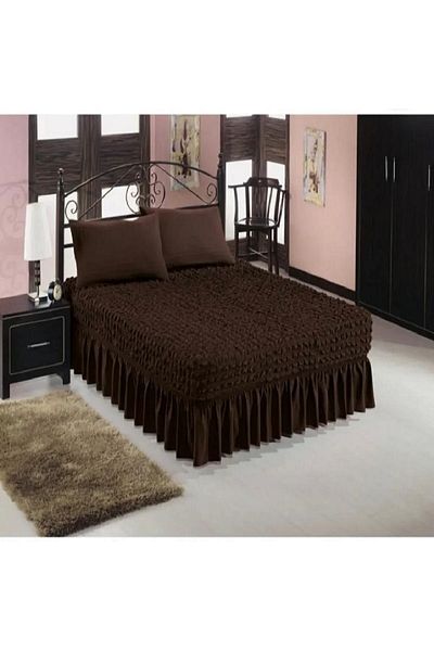 elgeyar Flexible Wrapped Fabric - Elastic Sheet Skirted Bedspread 1 Piece