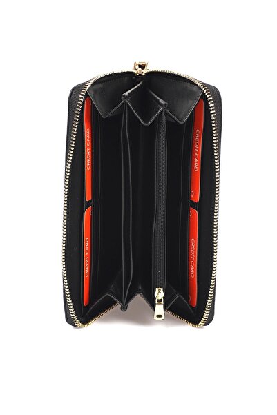 Ysmn Multi-Compartment Women's Wallet & Card Holder with Plenty of Eyelets and Zipper Black Yc100004srl