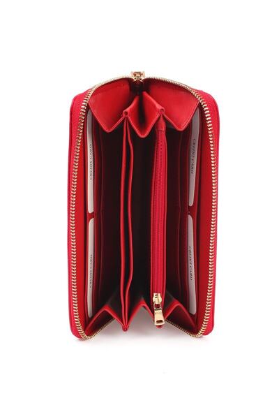 Ysmn Multi-Compartment Women's Wallet & Card Holder with Plenty of Eyelets and Zipper Red Yc100004srl