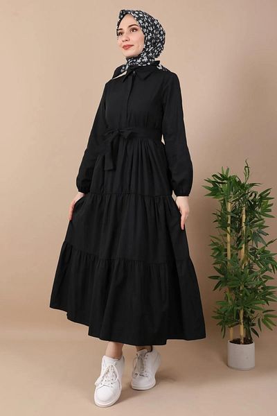 CNG MODA Standard Buttoned Dress Black