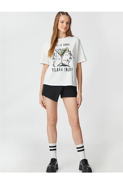 Koton 3sal10241ık 010 Ecru T-Shirt für junge Mädchen