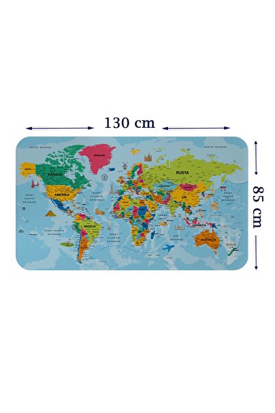 lilafil Turkish Educational World Map Atlas Sticker - Country and Capital Ocean Detailed, Decorative Wall