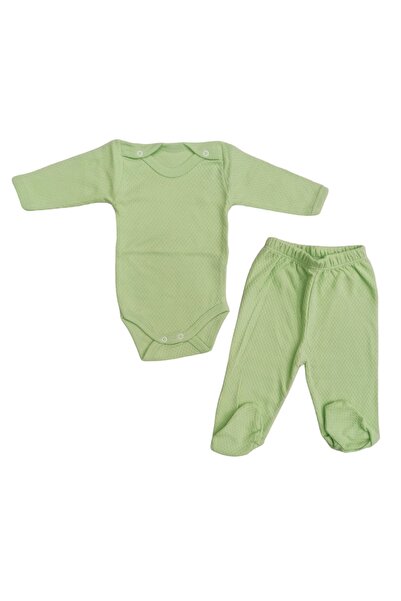bebedino Long Sleeved Baby Bodysuit with Snap Fasteners and Plain Color Botto...