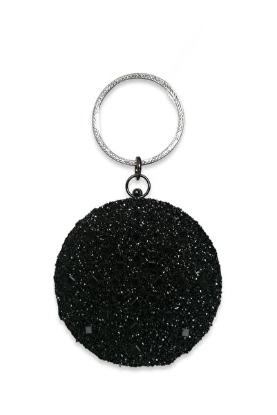 Biçanta Μαύρο Χρώμα Stoned Στρογγυλή βραδινή τσάντα αρραβώνων Τσάντα γάμου βρ...