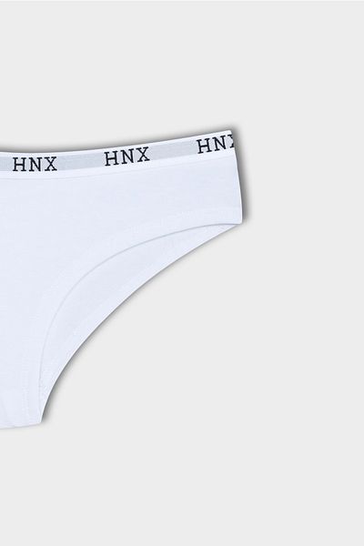 HNX Chiloți alb din bumbac jacquard elastic semi boxer hipster damă