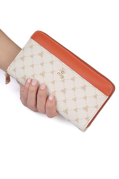Ysmn Multi-Compartment Women's Wallet with Plenty of Eyelets and Zipper & Card Holder with Logo Yc100004slg