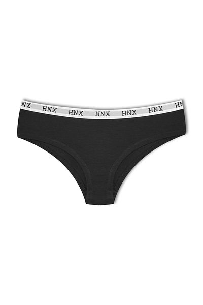 HNX Chiloți negru din bumbac jacquard elastic semi boxer hipster damă