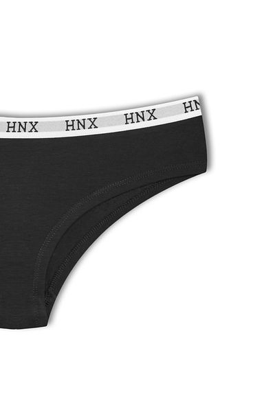 HNX Chiloți negru din bumbac jacquard elastic semi boxer hipster damă