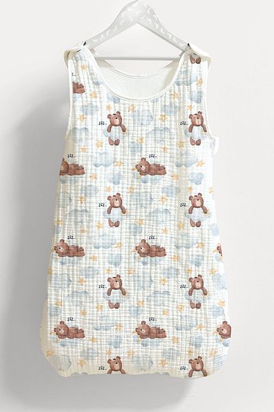 Tuğba Kuğu 4 Layers Muslin Baby Sleeping Bag (0-18 MONTHS) - Sleepy Teddy Bear