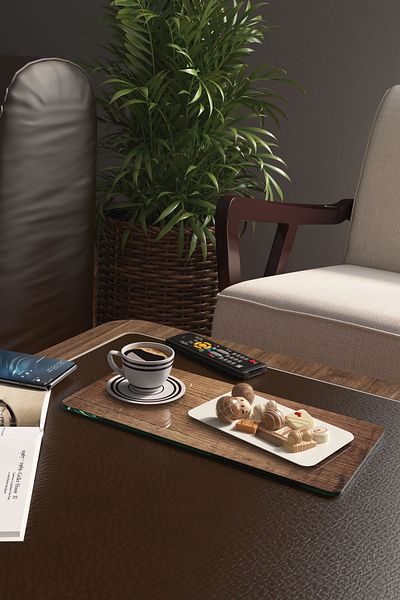 Decovetro Set of 2 Coffee Tableware Presentation Table - Old Wooden Patterned