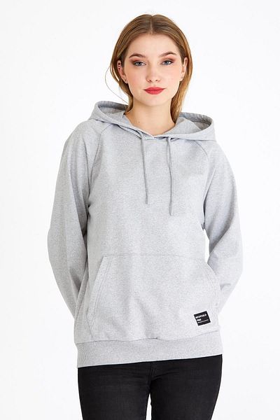 mmetalic Women's Gray Color Hooded Basic Knitted Sweatshirt