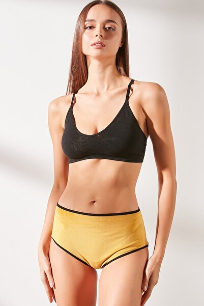 C&City Low-cut Detailed Velvet Panties 730 Mustard