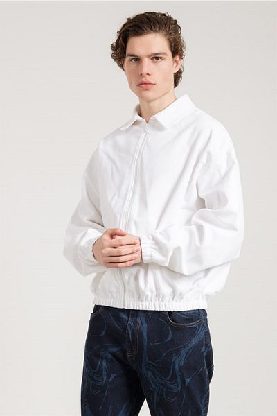 JAHR MARC Oversize White Crop Fit Men's Jacket