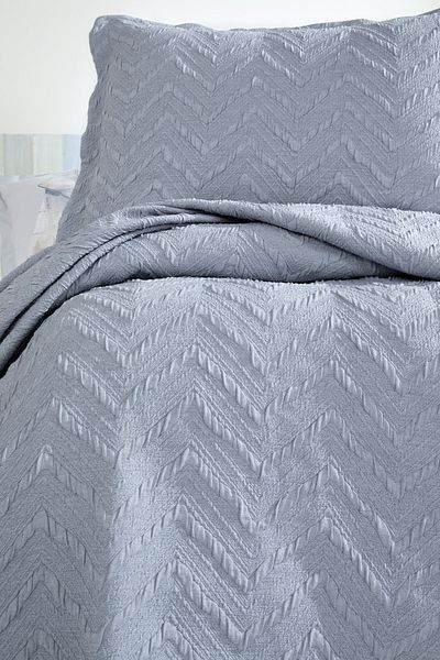 Yataş Set cuvertură de pat cu un singur buclat - Indigo