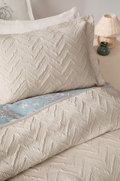 Yataş Beige Curly Double Bedspread Set