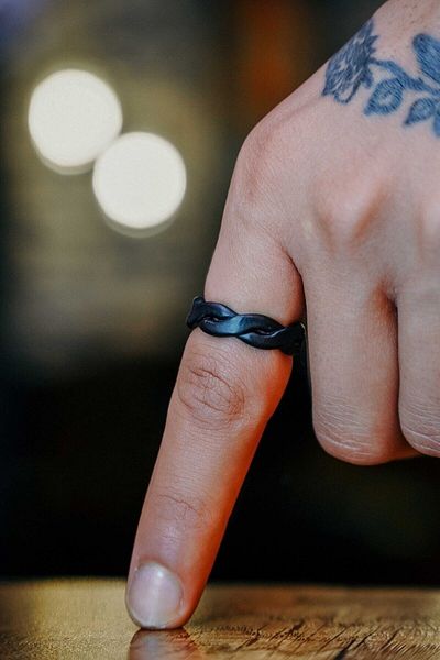The Collection Matte Black Coiled Ring Knight Adjustable Ring