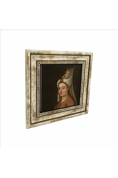 Sadrazam Hürrem Sultan Portret Desen Pictură imprimată cu piatră naturală 25cmx25cm Krt-094