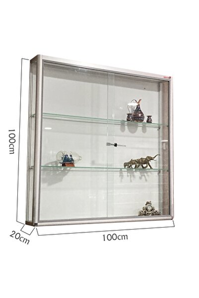 Bubizde Camlı Vitrin - Camlı Dolap - Camlı Koleksiyon Vitrini - Cam Raf - Cam Raf - Kurulu Ürün 100x100x20