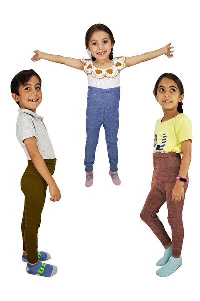 Çocuk Yumuşacık Örme 3'lü Triko Içlik Unisex Tayt