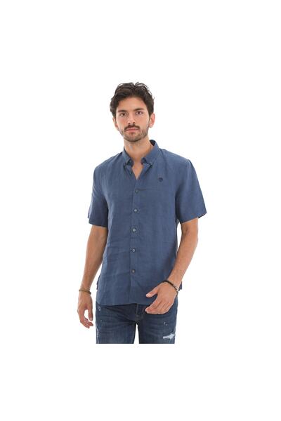 Timberland B0a2dcc2881-r Ss قميص كتان للرجال G &amp; أومل؛ ملك الأزرق الداكن