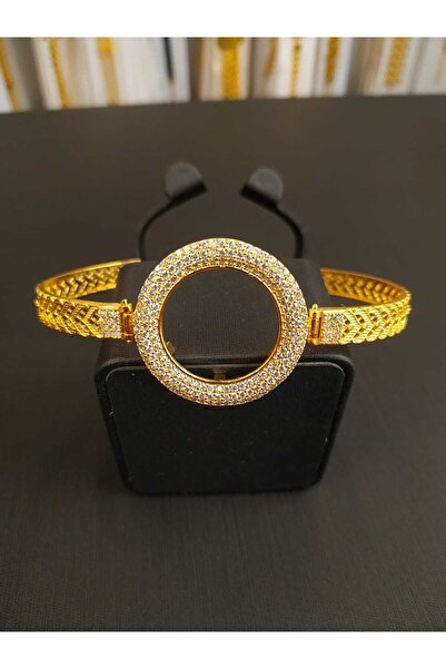 barisiva gold 22 Ayar Altın Kaplama Yarım Altın Için Çerçeveli Içi Boş Bileklik