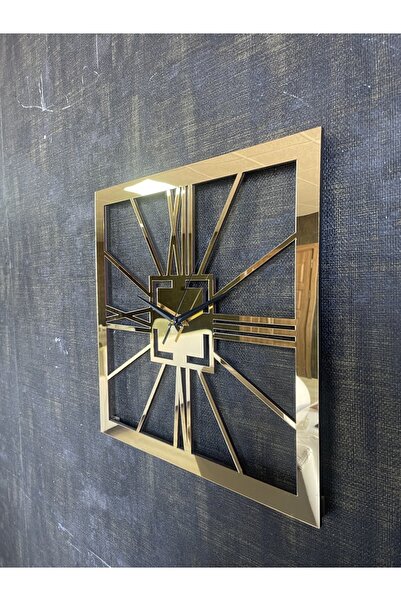 byMelekoğlu Square Roman Numeral Gold Wall Clock 40cm