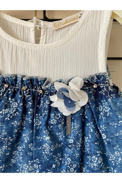 Moonstar Baby Girl Chiffon Jeans and Stone Detailed Set of 2